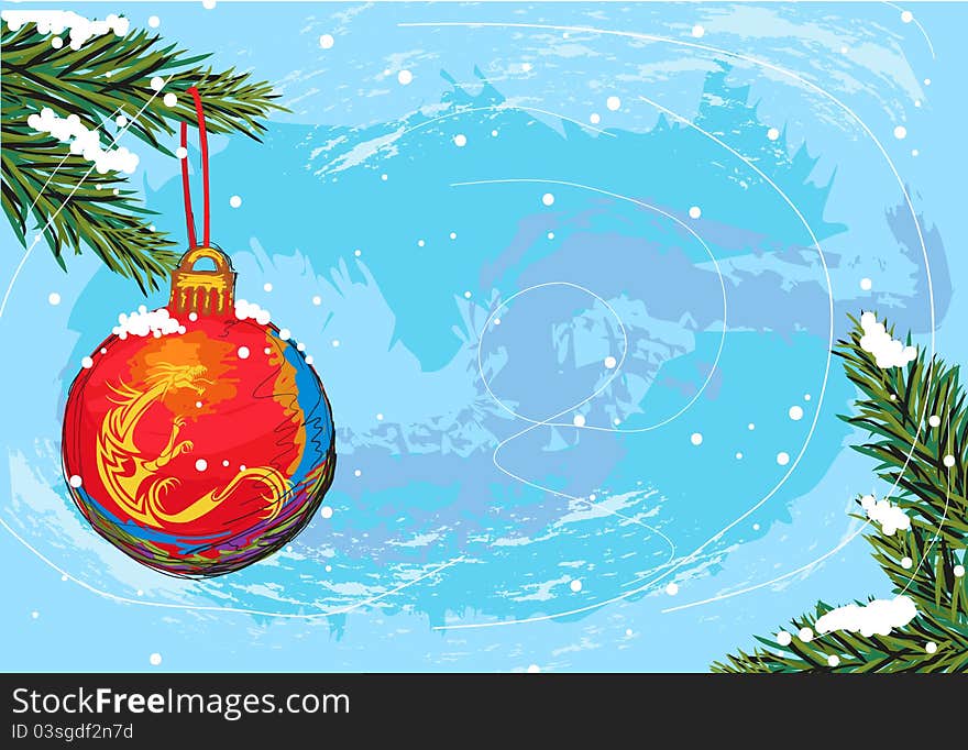 Hand drawn illustration of beautiful christmas background, elements are grouped, easy to edit