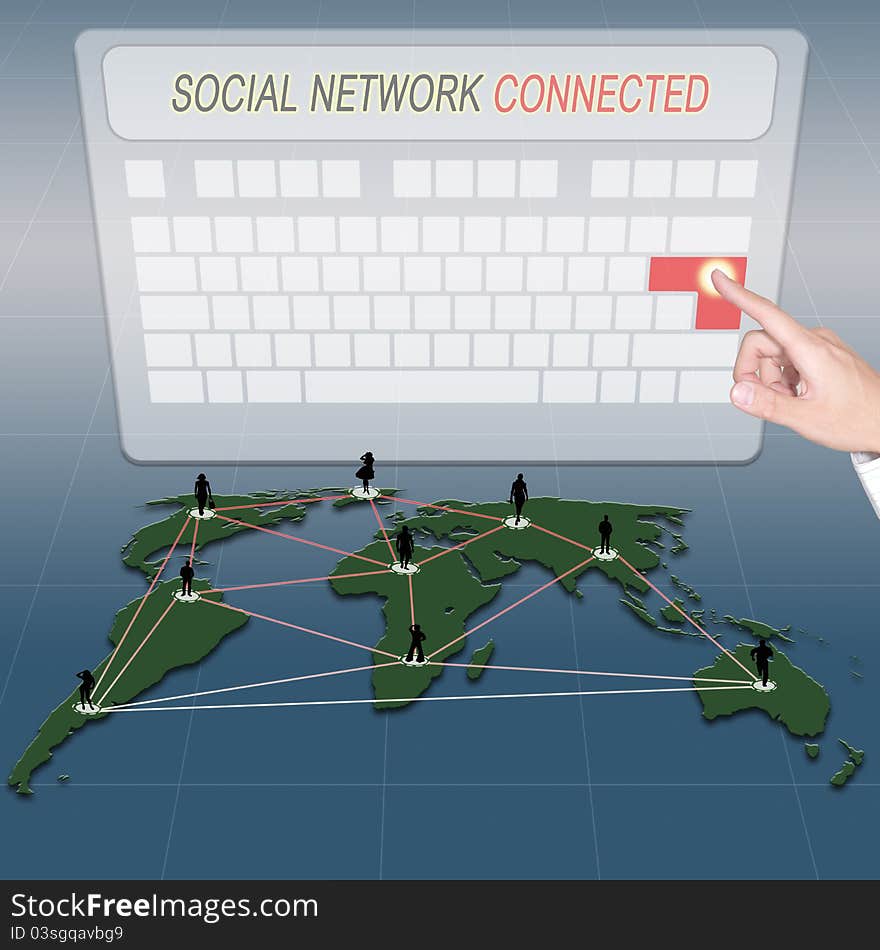 Hand push enter on keyboard to connect to social network