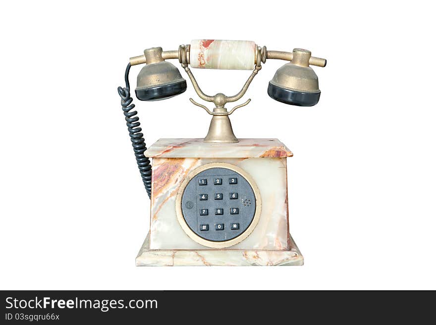 Vintage marble telephone isolated on a white