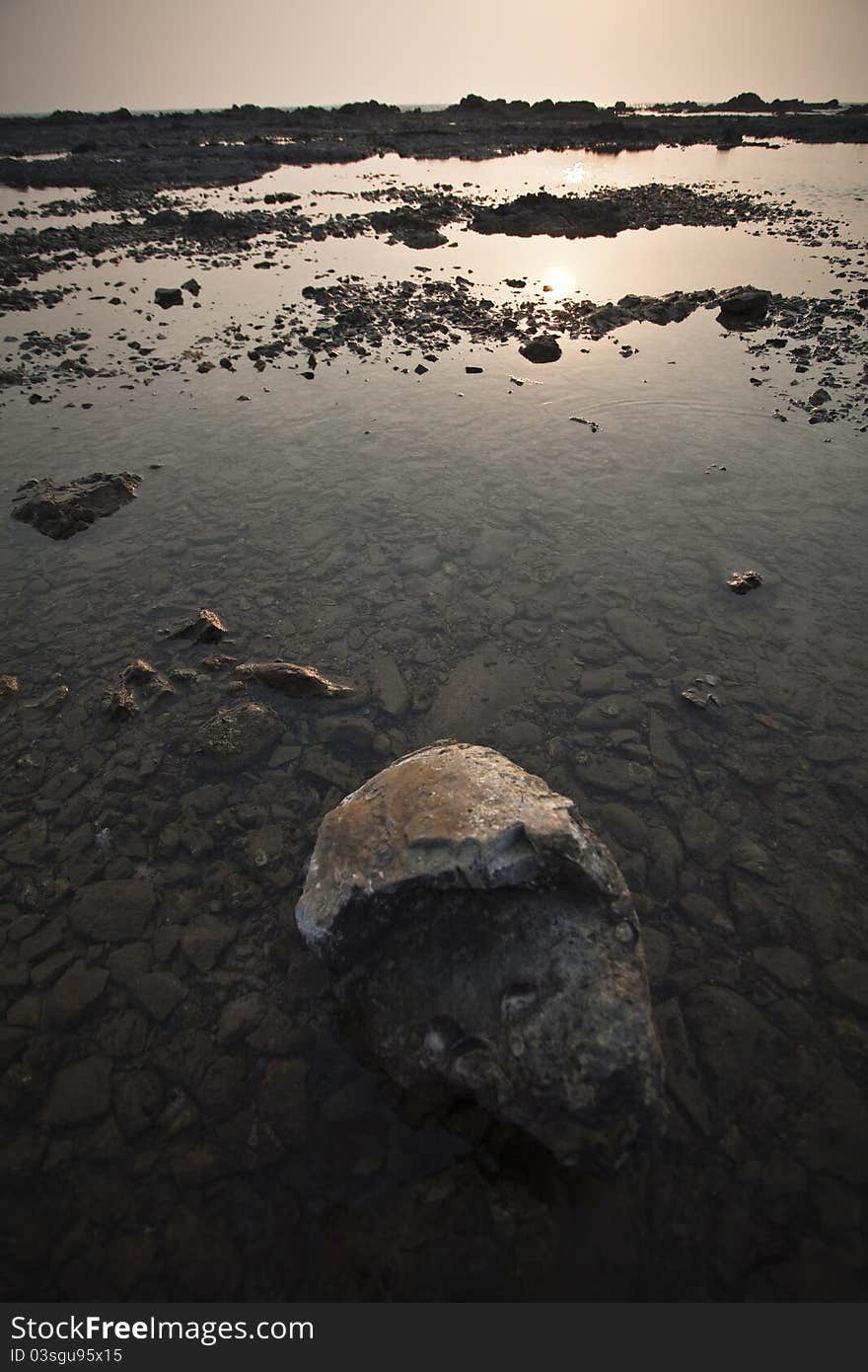 Sunset reflect with the rock. Sunset reflect with the rock