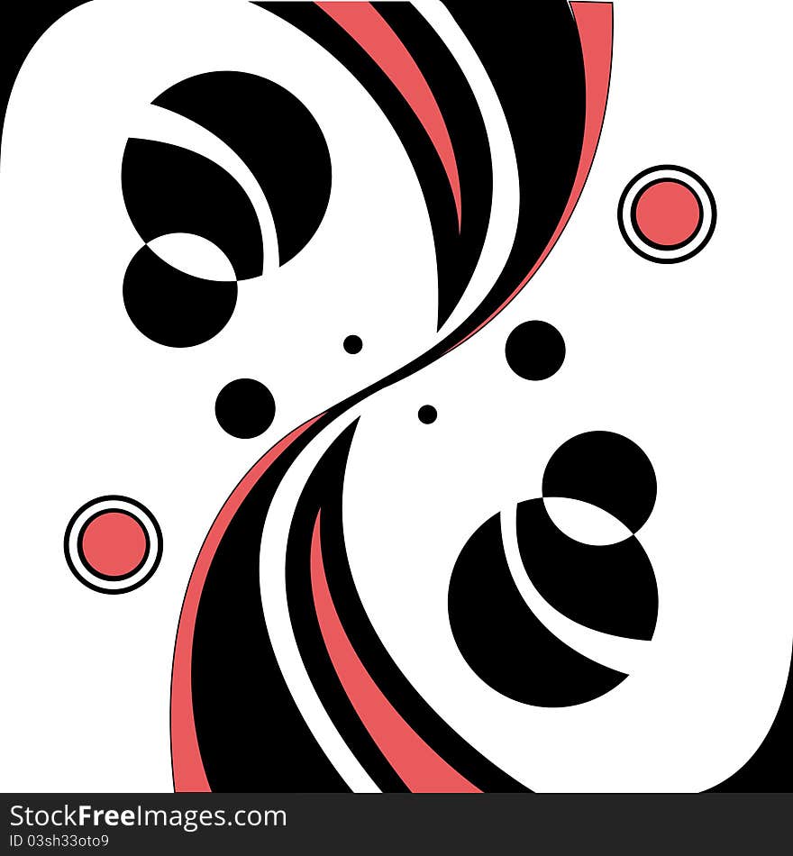 Abstract composition with black and red elements