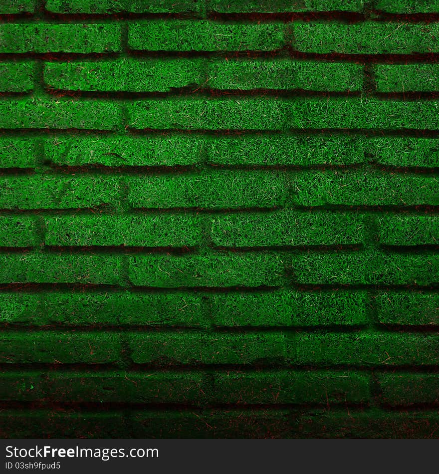 Green brick wall