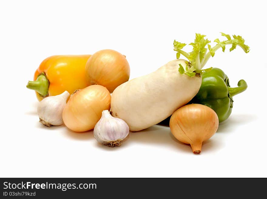 Vegetables on white background