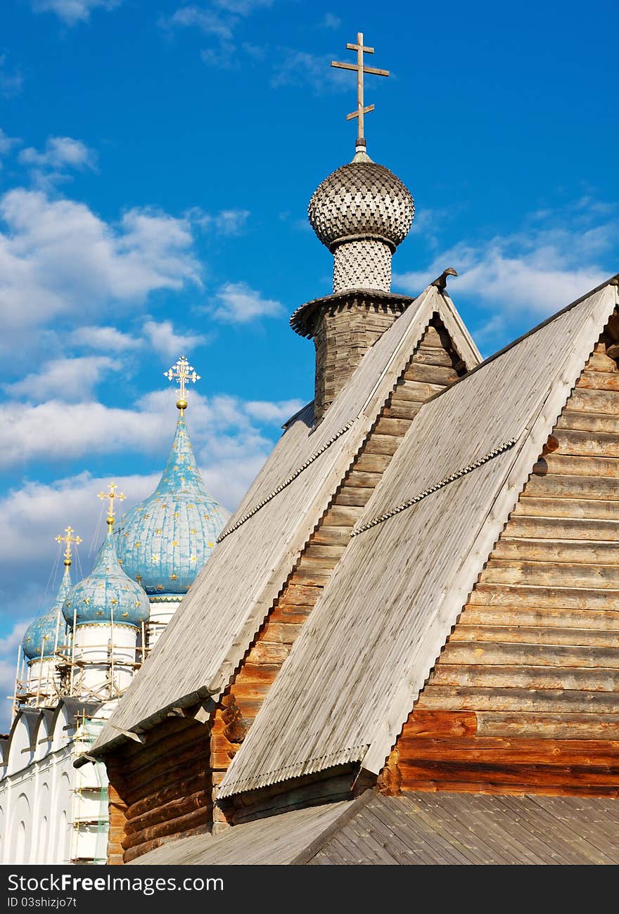 Domes and crosses in Kremlin of of Suzdal