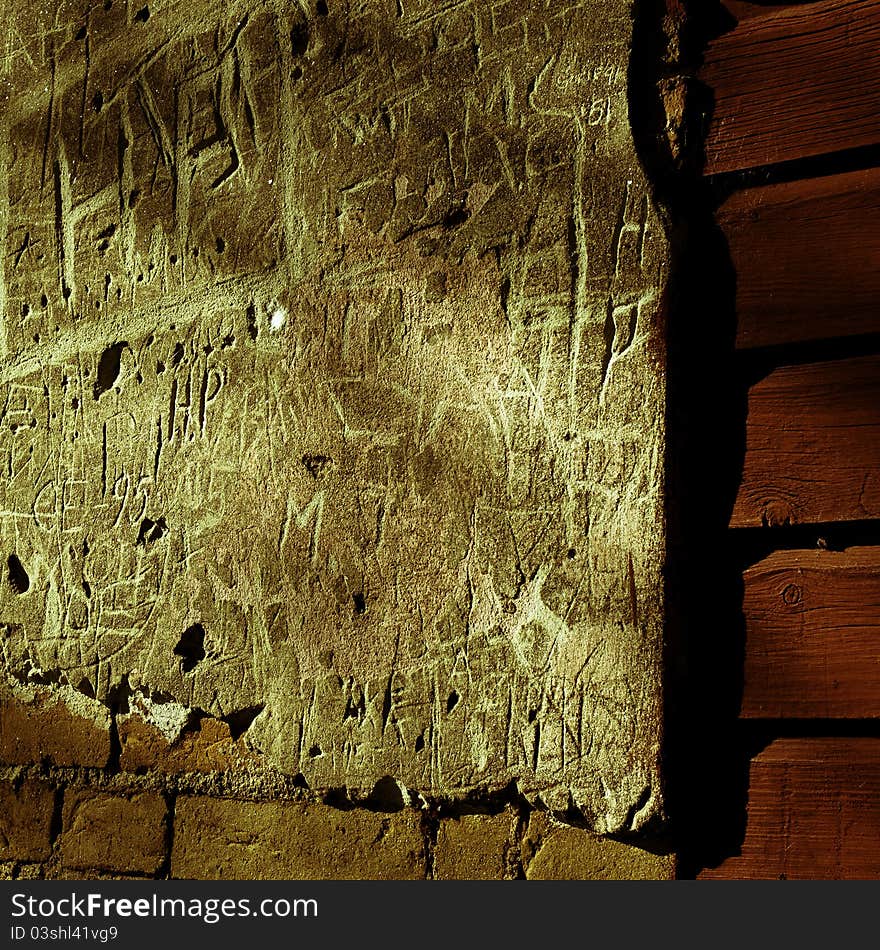 Graffiti on a wall of an old house