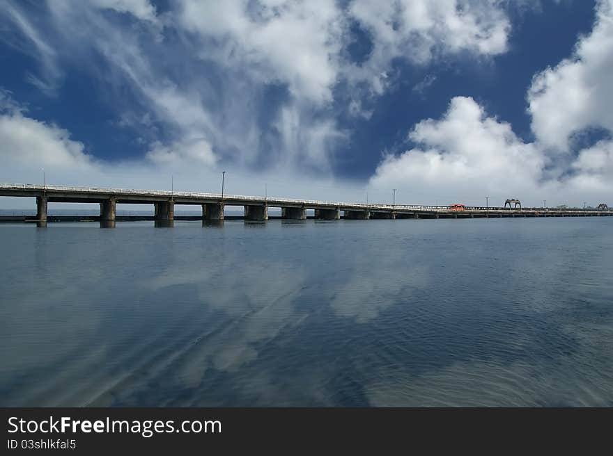 Bridge over the backwaters, South India