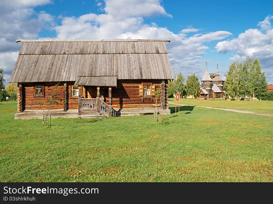 The traditional russian house in the Museum of Wooden Masterpieces in the anciet town of Suzdal