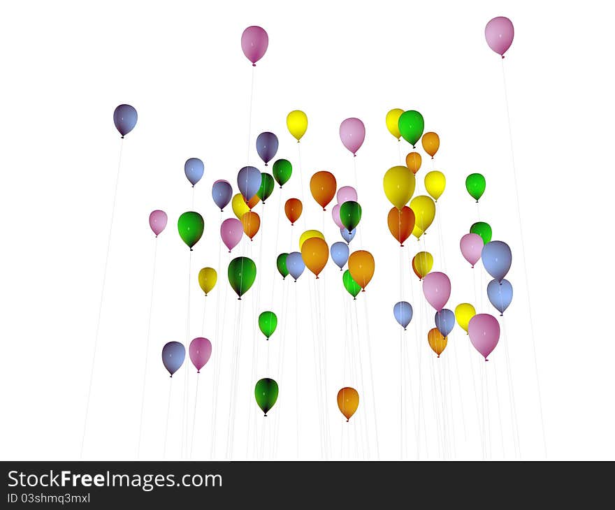 Colored balloons isolated on white background