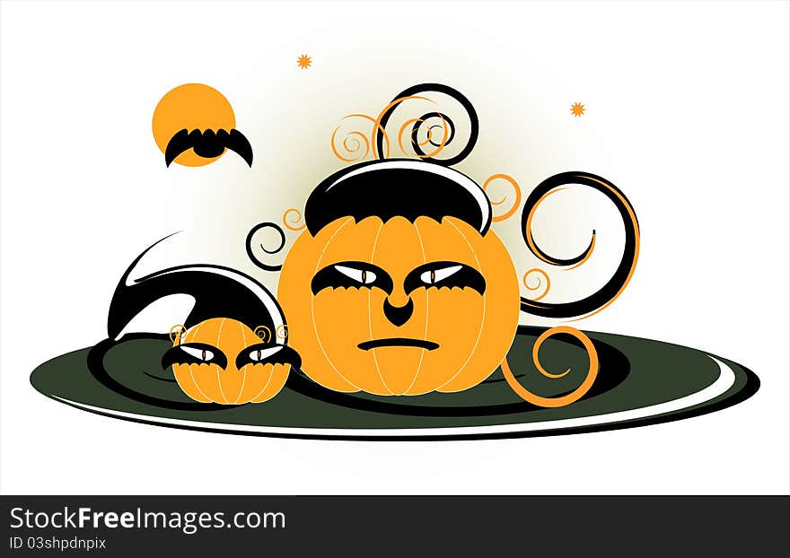 Two pumpkin in day of halloween