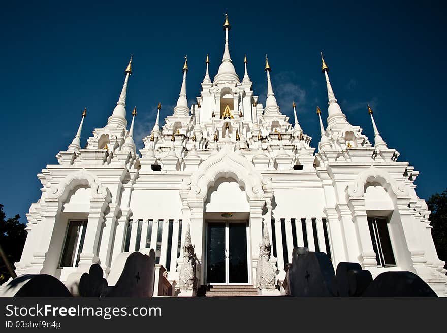 White Temple With Blue Sky