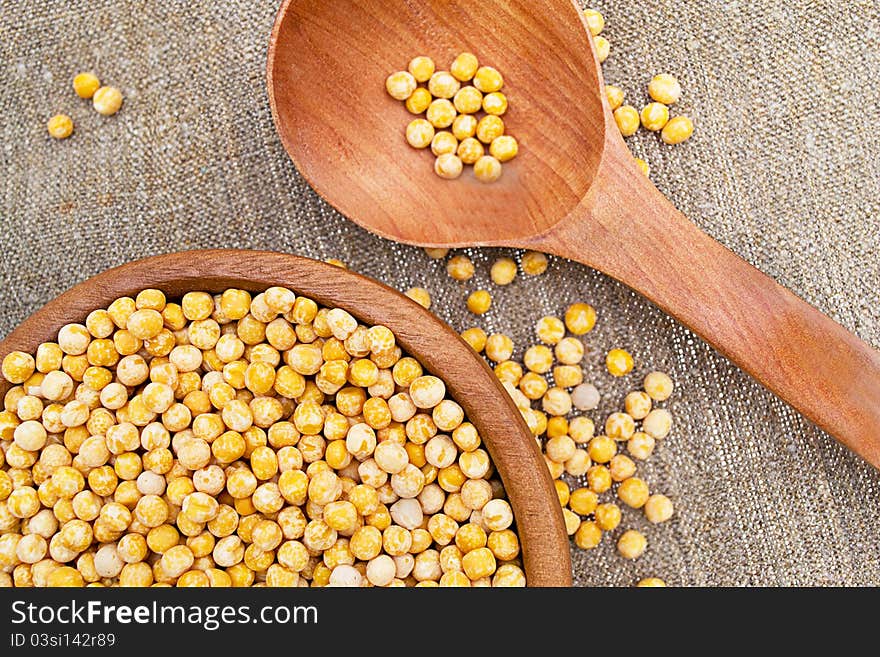 Peas In A Wooden Bowl