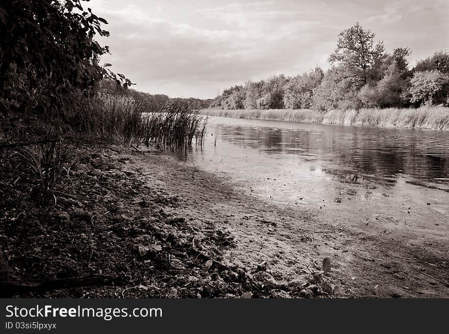 Autumn lake near the Seversky Donets River