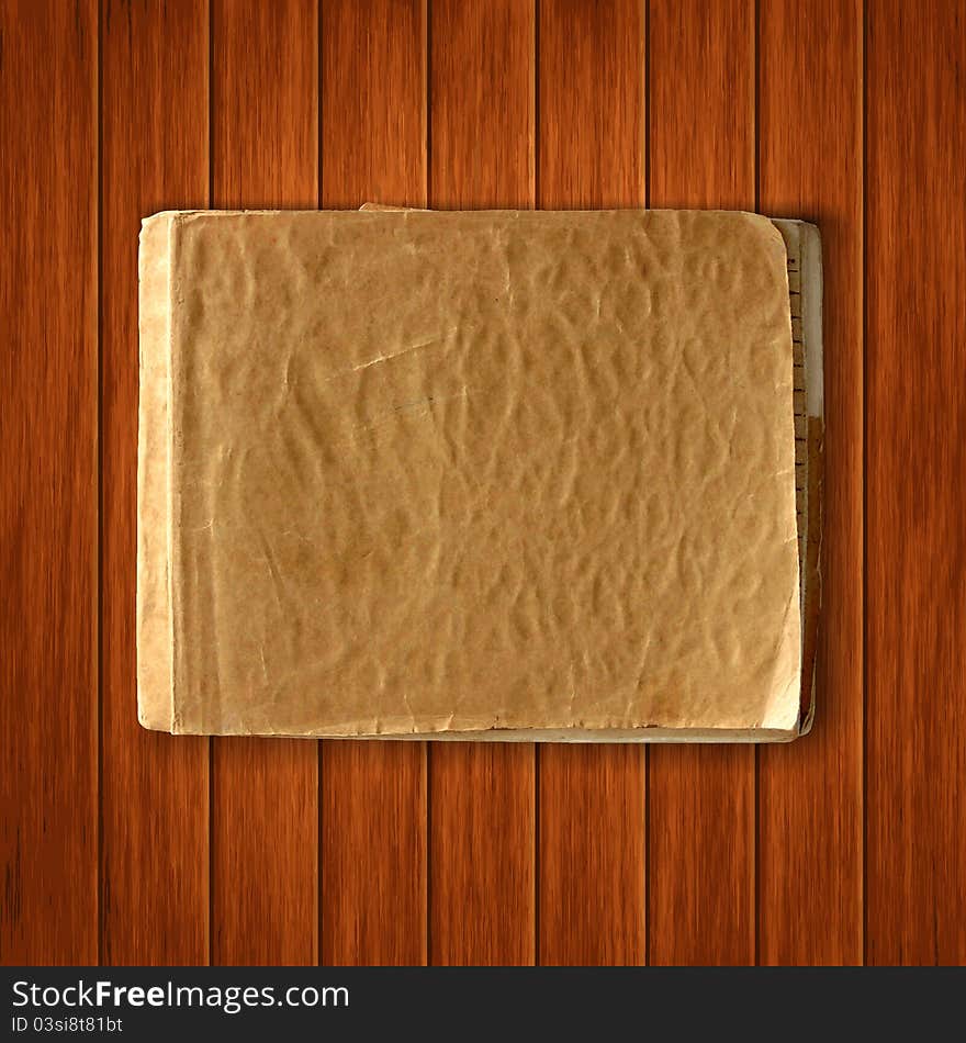 Vector old blank notepad on wooden texture background. Vector old blank notepad on wooden texture background