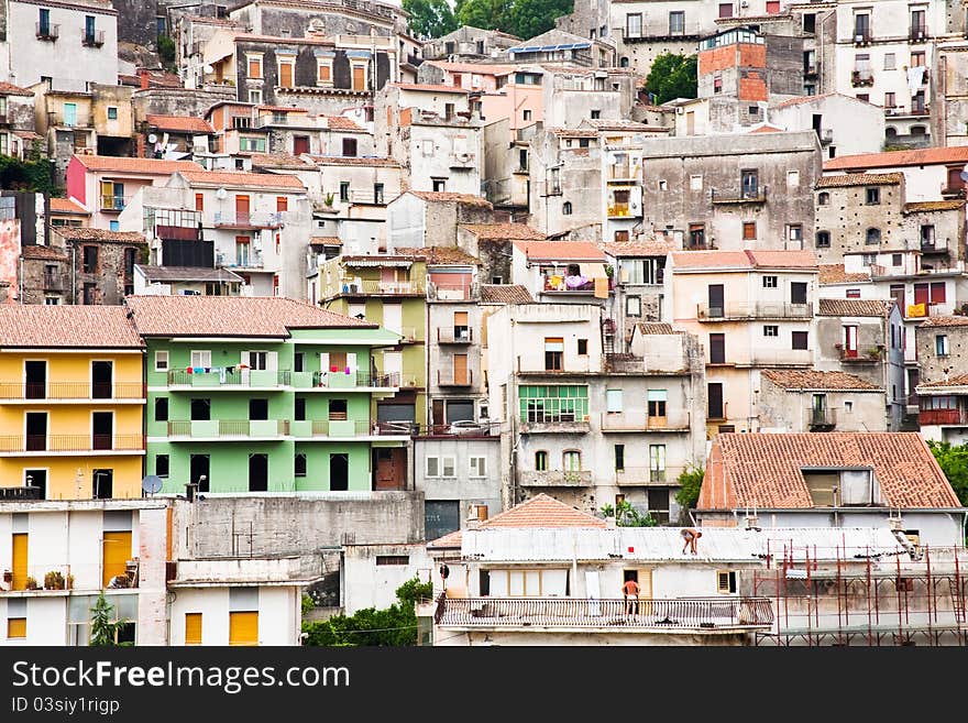 Dense houses in sicilian town