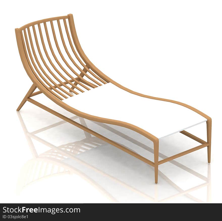 Beach deck-chair on white background