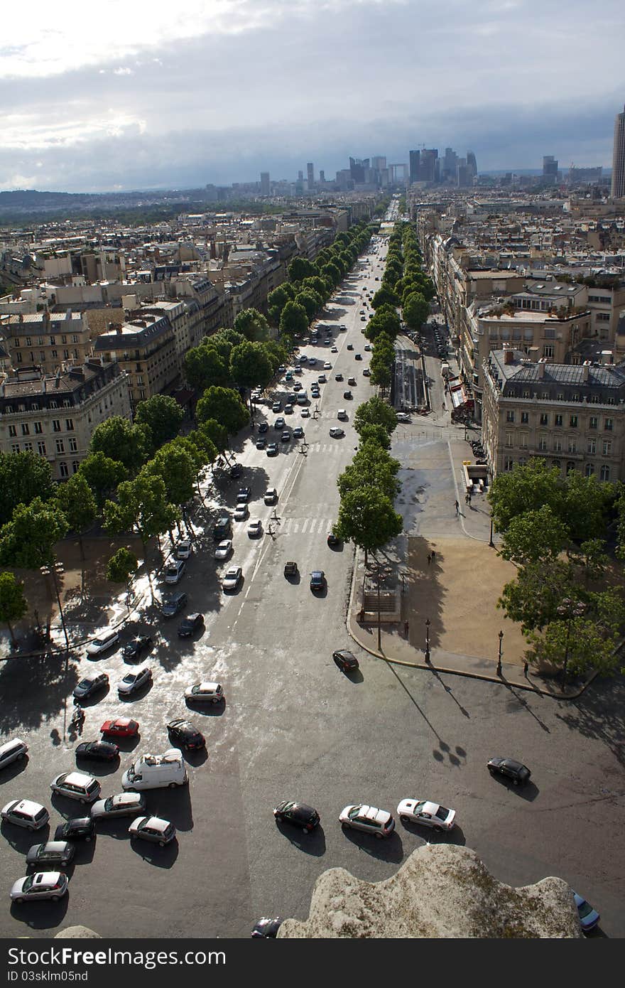 Paris view from arc de triumph