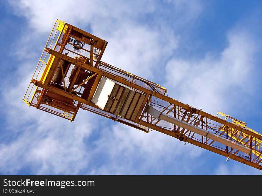 Tower crane counterweights and winch assembly. Tower crane counterweights and winch assembly