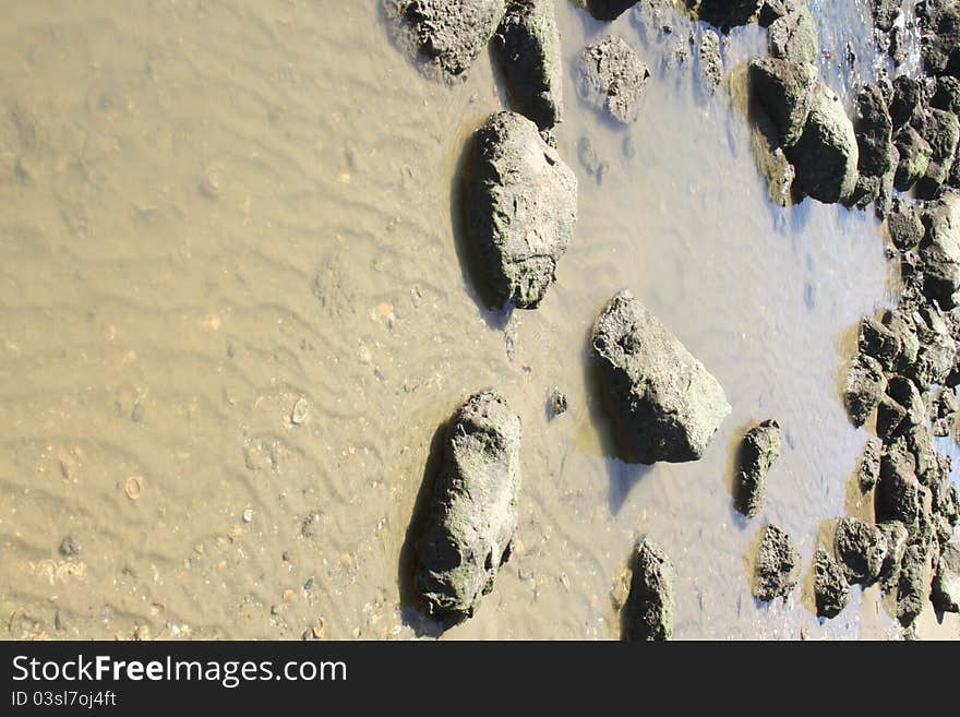 Rocks in pool of water from the sea.