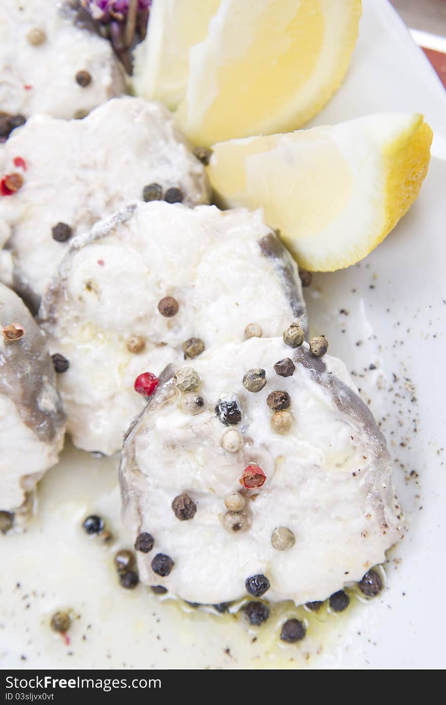 Second dish of steamed fish with pepper and lemon