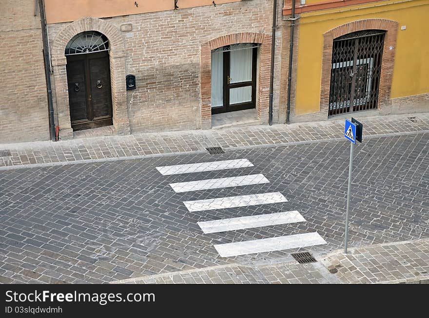 Crossing place for pedestrian in the city center. Crossing place for pedestrian in the city center