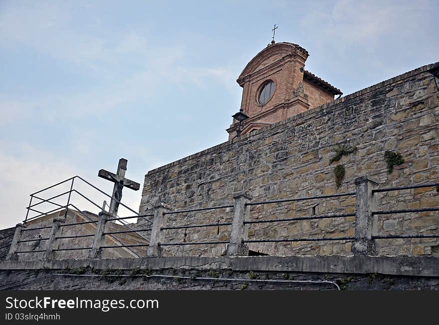 Narrow street to church in Camerino city of Italy near Ancona and Macerata, at 200 km far from Rome. Narrow street to church in Camerino city of Italy near Ancona and Macerata, at 200 km far from Rome.