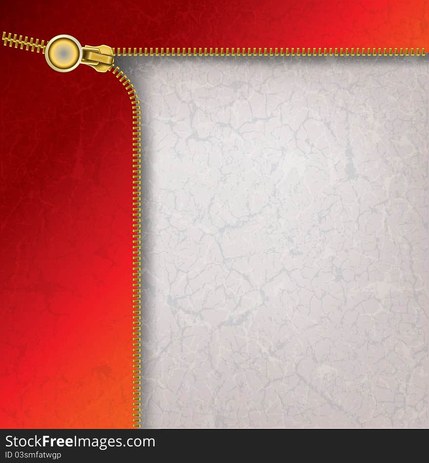 Abstract background with metallic open zipper