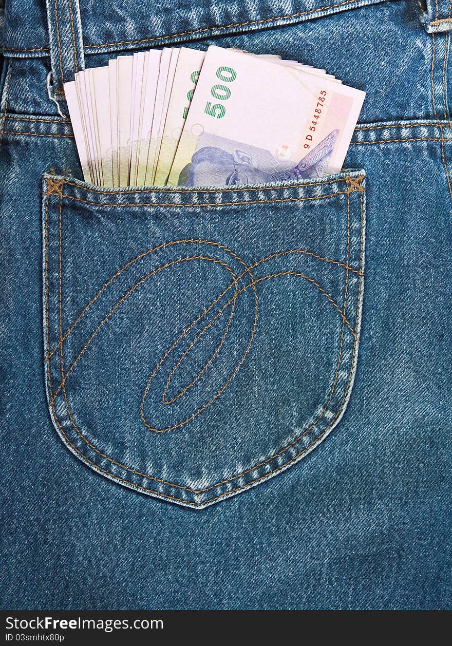 500 Baht Bill In Jean Pocket