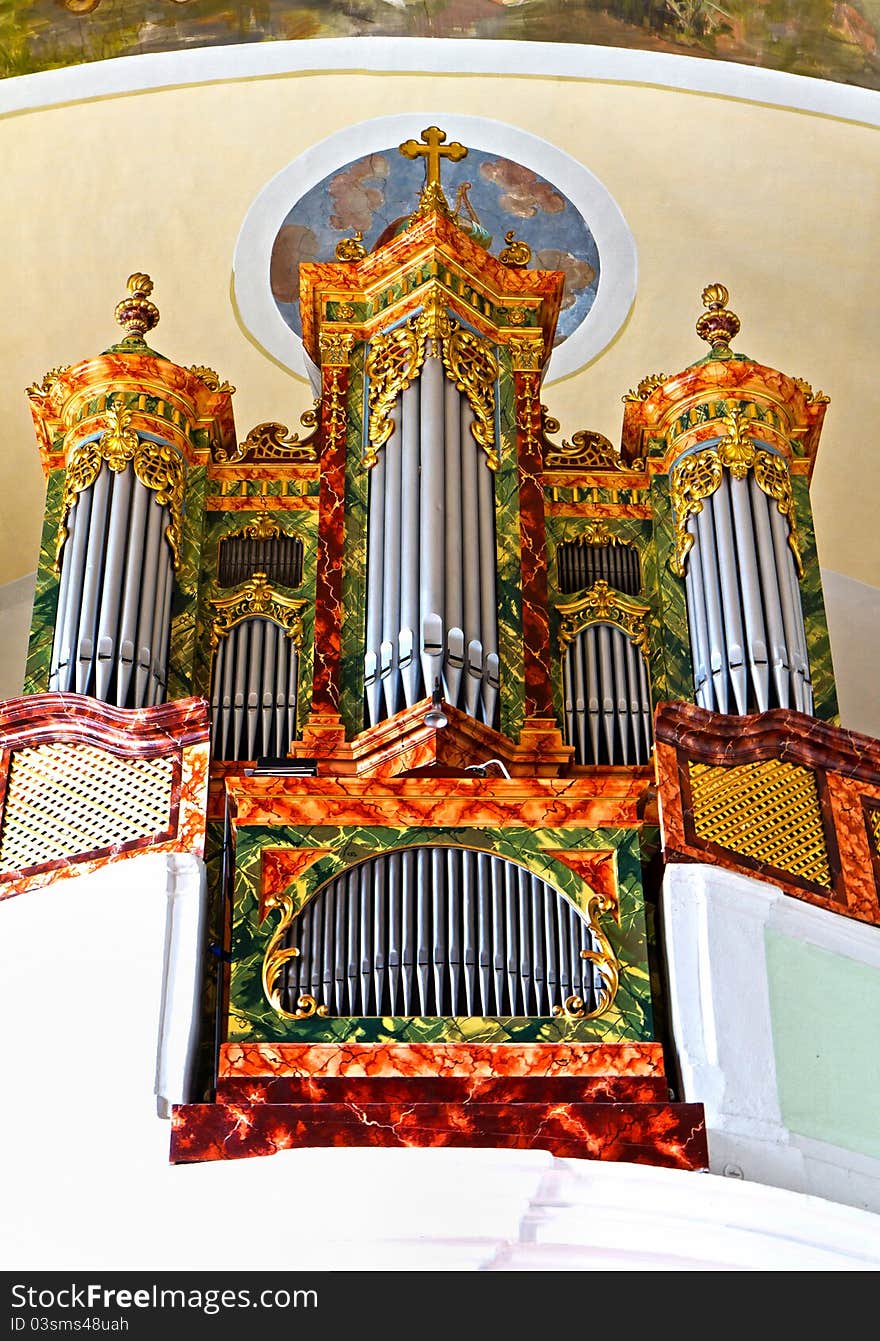 Beautiful organ of a Christian church (Hungary,Sumeg)