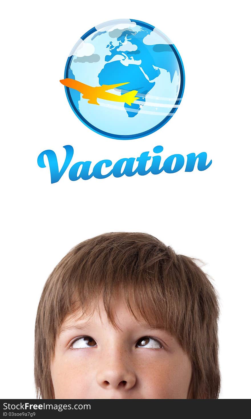 Young Head Looking At Vacation Type Of Sign