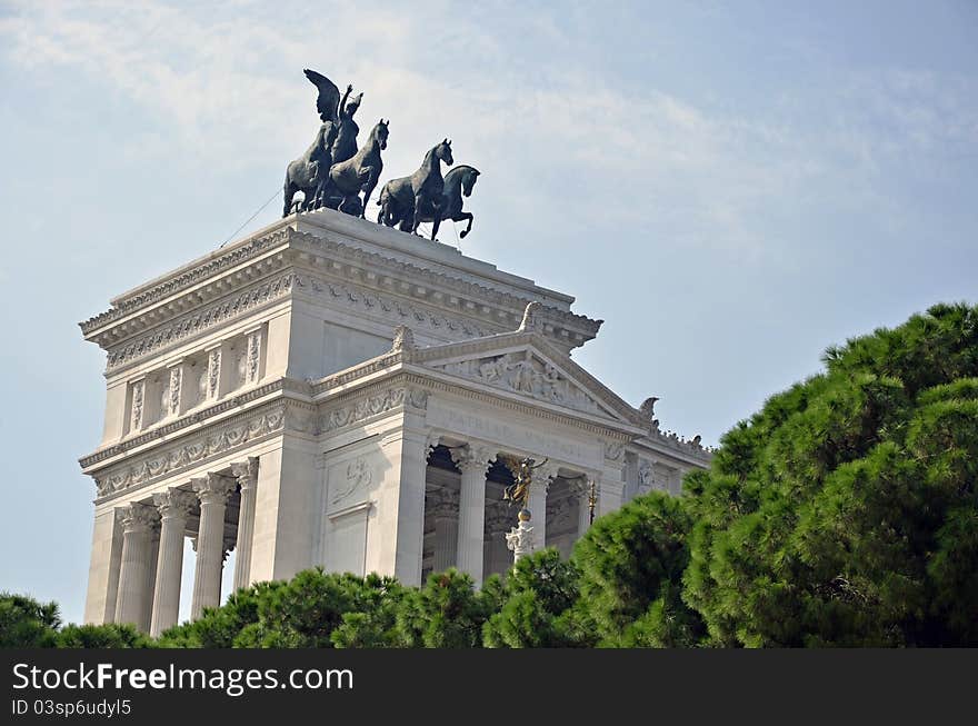 Equestrian architecture at Victor Emanuel monument in historical center of Rome. Equestrian architecture at Victor Emanuel monument in historical center of Rome