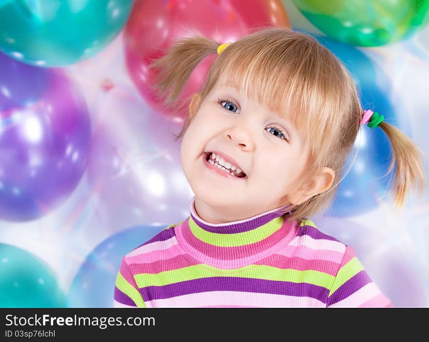 Foto-little girl holding balloons. Foto-little girl holding balloons