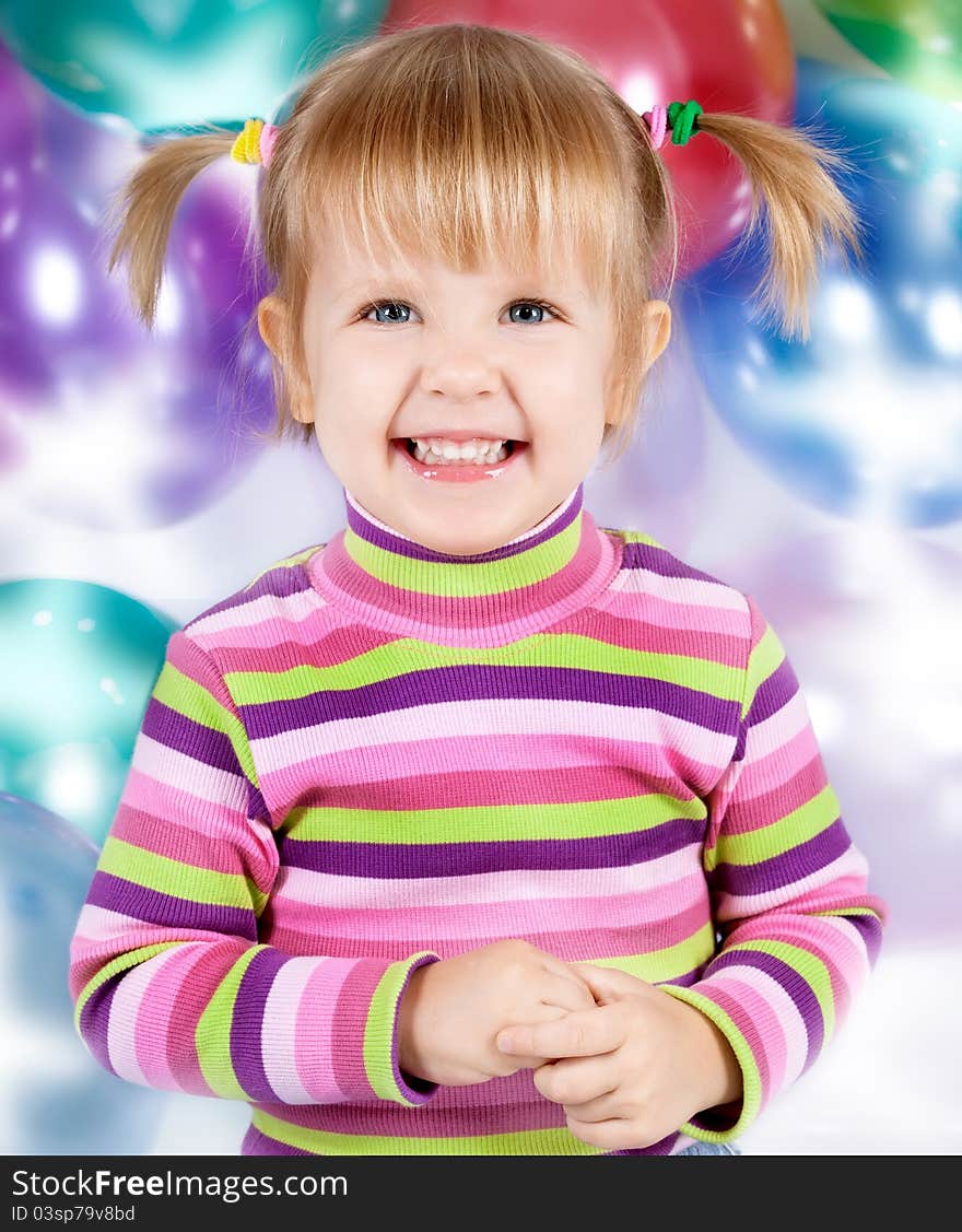 Foto-little girl holding balloons. Foto-little girl holding balloons