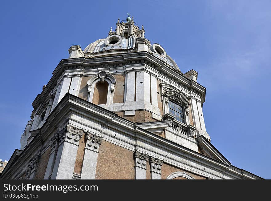 Tower church architecture at Victor Emanuel monument in historical center of Rome. Tower church architecture at Victor Emanuel monument in historical center of Rome