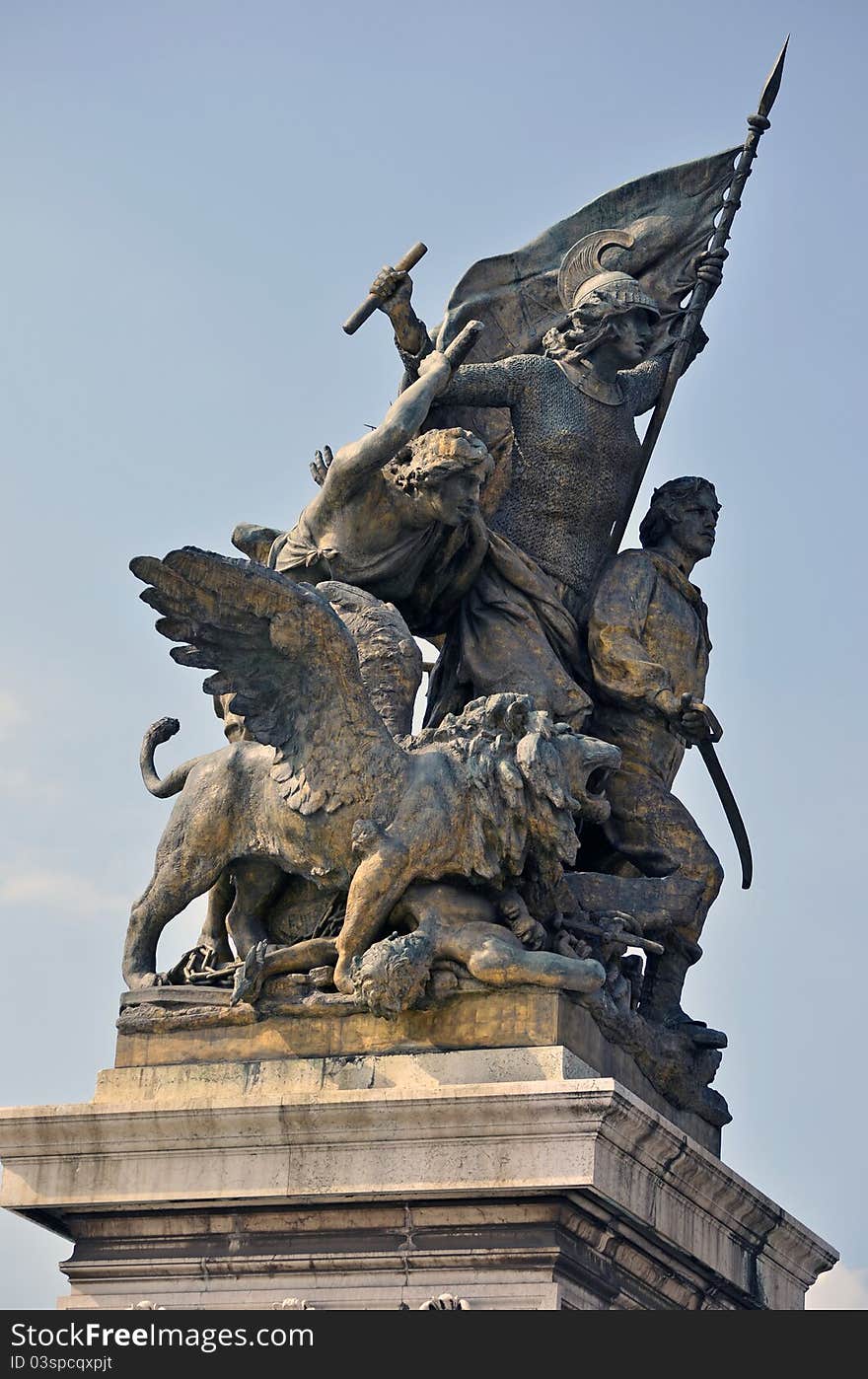 Equestrian architecture at Victor Emanuel monument in historical center of Rome. Equestrian architecture at Victor Emanuel monument in historical center of Rome