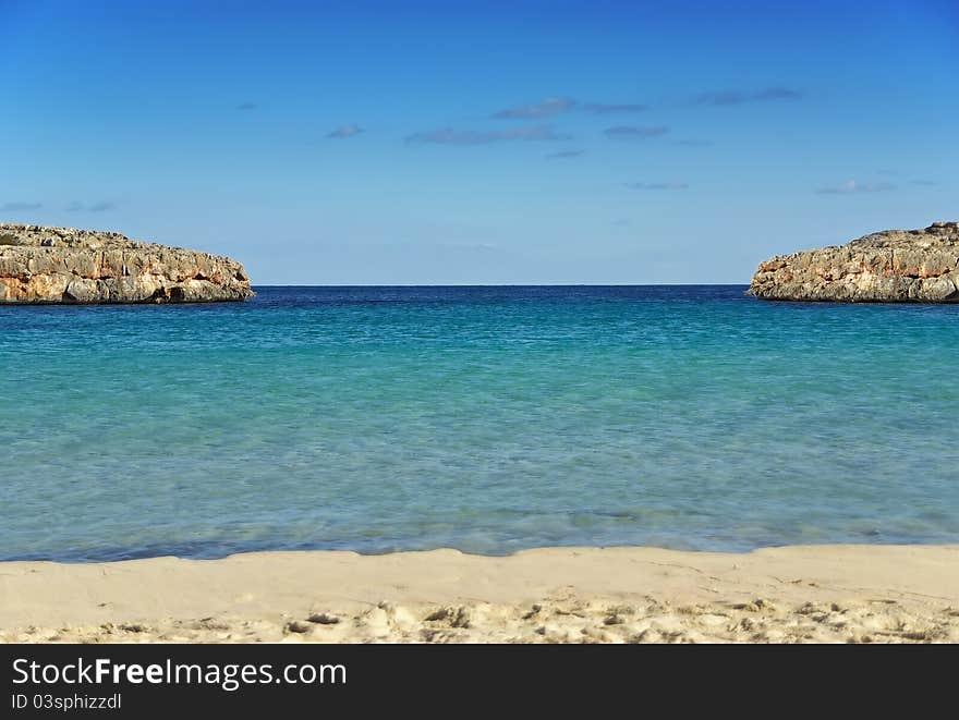 Beach of Cala Marsal in Porto Colom (Majorca - Spain). Beach of Cala Marsal in Porto Colom (Majorca - Spain)