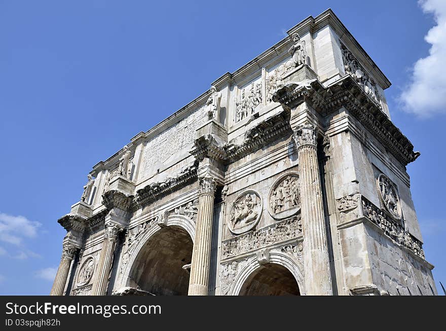 Constantine arch detail in the historical center of Rome