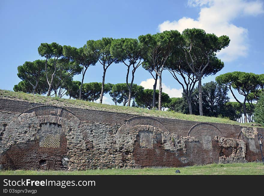 Historical fortress near Victor Emanuel monument in historical center of Rome. Historical fortress near Victor Emanuel monument in historical center of Rome