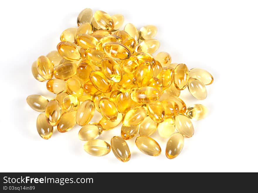 Close up of fish oil gel capsules. Close up of fish oil gel capsules.