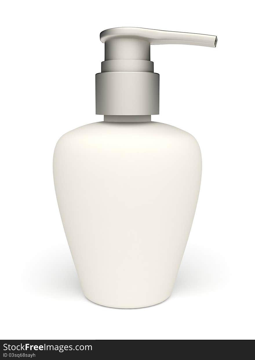 Plastic cosmetic botle on the white background. Plastic cosmetic botle on the white background