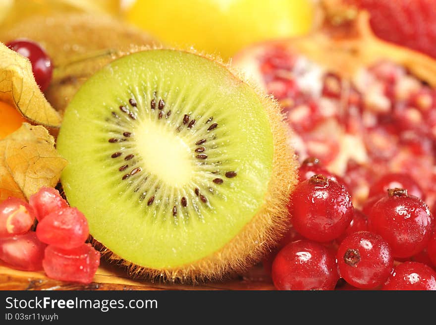 Details of fresh fruits shoot in studio