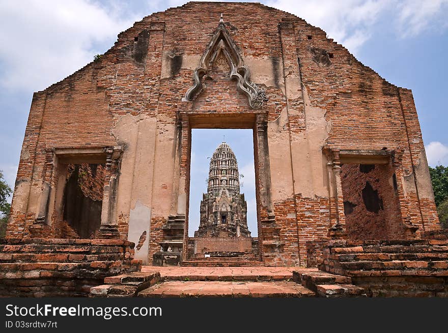 Ancient pagoda at RajburanaTemple Ayutthaya province Thailand. Ancient pagoda at RajburanaTemple Ayutthaya province Thailand