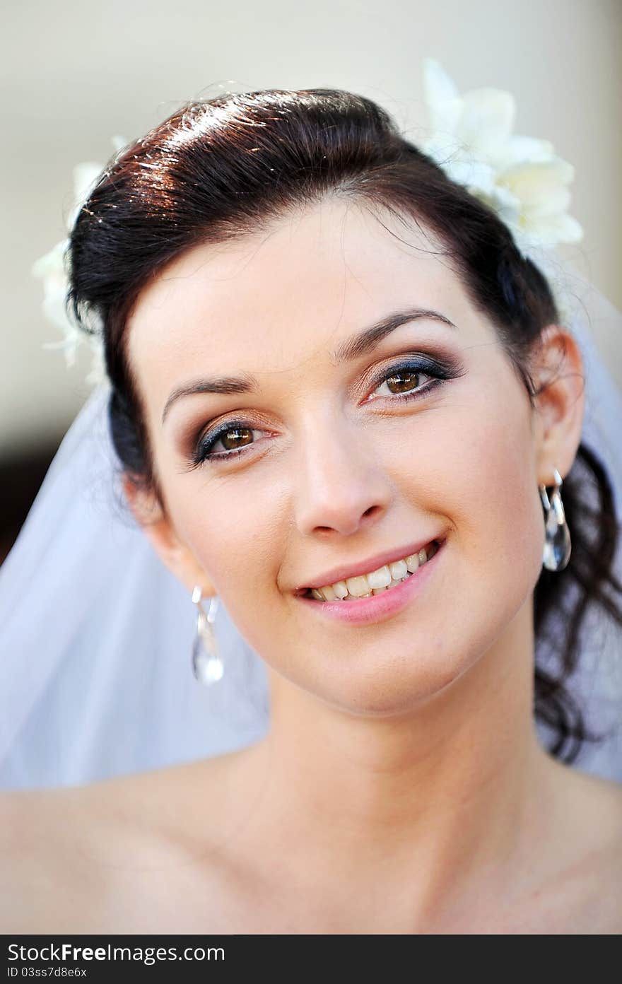 Studio portrait of beautiful stylish bride. Studio portrait of beautiful stylish bride