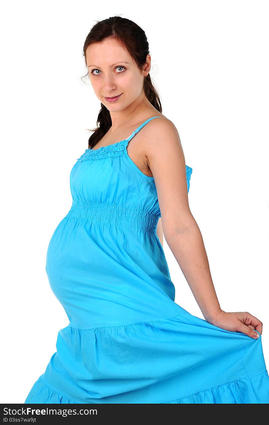 Beautiful pregnant woman in  blue dress. portrait. Beautiful pregnant woman in  blue dress. portrait