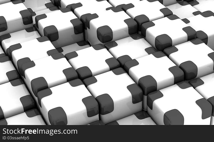 One abstract background made with cubes (3d render)