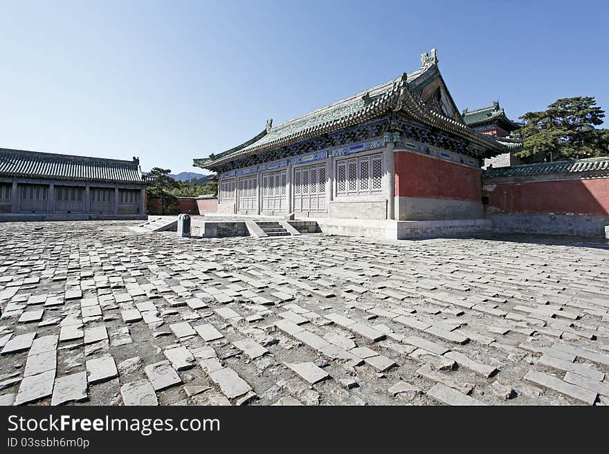 Ancient Chinese architecture in China's royal cemetery. Here is the Chinese Qing Dynasty Royal Mausoleum. It is located in northeast Beijing.