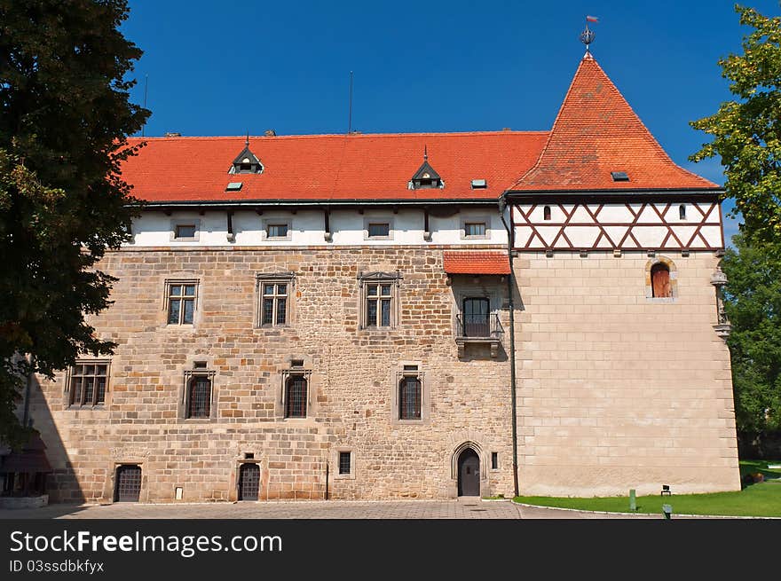 Castle in Budyne nad Ohri built in romantic style, Czech Republic.