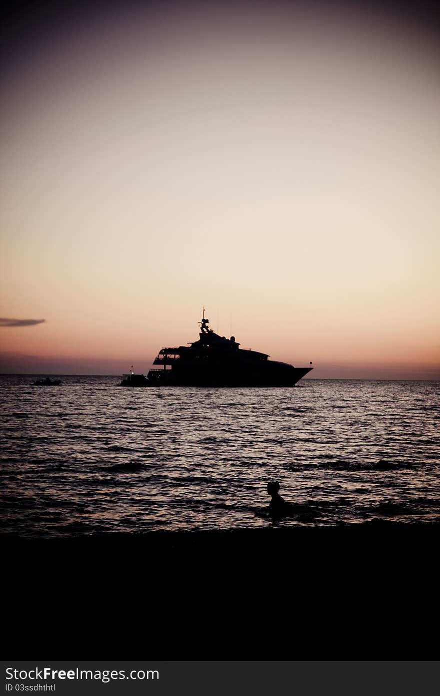 Alone yacht on croatian sea. Alone yacht on croatian sea