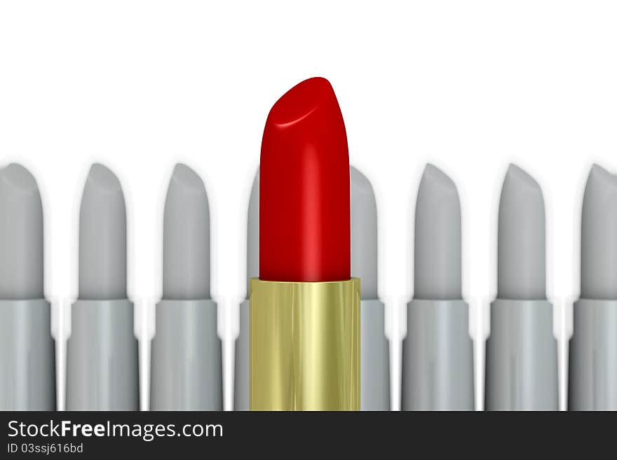 Closeup of a lipstick with other on background (3d render)