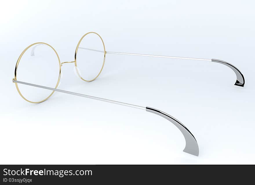 Round glasses on a white background