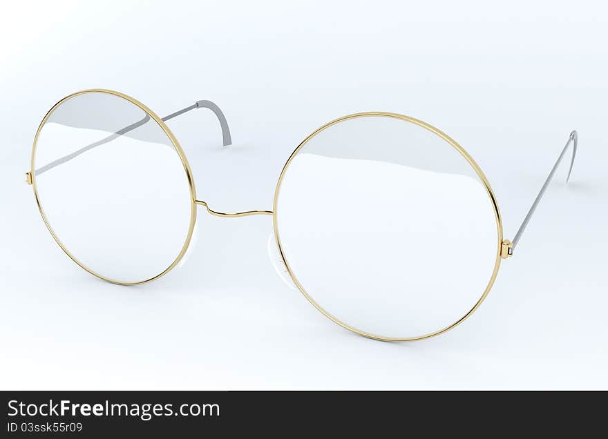 Round glasses on a white background